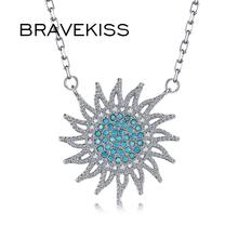 Bravekiss colar com pingente austríaco azul de sol lago, feminino, cores branca e dourada, joia chique para festa bun0240b 2024 - compre barato