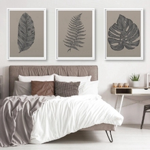 Monstera-pósteres e impresiones botánicos para pared, pintura en lienzo artística de hojas tropicales, imagen de pared gris para decoración del hogar y sala de estar 2024 - compra barato