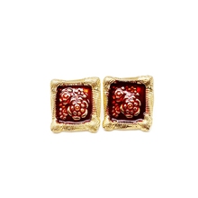 Square Sweet Red Flower Enamel Elegant Popular Earrings For Women 2024 - buy cheap