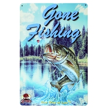 [ Mike86 ] GONE FISHING Metal Tin Signs Wall ART Decoration PUB Home Iron Painting 20*30 CM Mix Items B-251 2024 - buy cheap