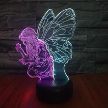Luz noturna de led anjo em 3d, criativa, colorida, com controle de toque, luz noturna, presente visual, atmosfera, novidade, usb 2024 - compre barato