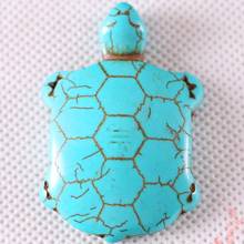Pendant Fit Necklace Natural Stone 32x48MM Turtle Green Howlite Bead Jewelry Gift for Men women 5Pcs K042 2024 - buy cheap