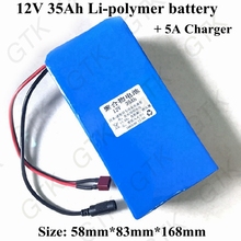 12v lithium battery lithium polymer battery 35Ah 11.1v li-polymer battery pack for miner's lamp cctv pack battery + 5A charger 2024 - compre barato