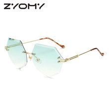 Q 2020 ZYOMY Unique Oculos de sol Ladies Eyewear UV400 Metal Frame Brand Designer Gradient Colors Lens Polygon Women Sunglasses 2024 - buy cheap