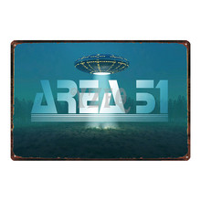 Placa ufo para parede de metal, área 51, vintage, pôster de parede, arte doméstica, cozinha, decoração vintage, 30x20cm 2024 - compre barato