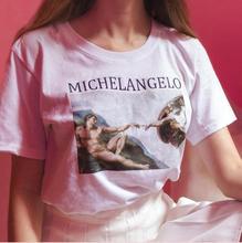 Camiseta feminina michelangelo sistina manga curta 2024 - compre barato