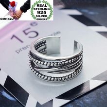 Женское кольцо OMHXZJ, серебряное, черное, с прозрачными линиями, из стерлингового серебра S925 пробы, для вечеринки и свадьбы, RN283 2024 - купить недорого