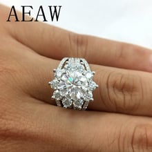 AEAW Moissanites Engagement Ring 7mm 3CTW Df Color Lab Diamond Accent 14k White Gold Wedding Rings For Women 2024 - buy cheap