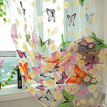 Cortina de janela de porta de tule floral, painel de fundo transparente com saias e lenço 2024 - compre barato