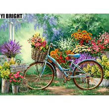 Completo quadrado/broca redonda 5d diy pintura de diamante "bicicleta e flor mercado" bordado ponto de cruz decoração de mosaico de animal fofo gt 2024 - compre barato
