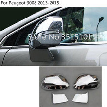 Car ABS Chrome decoration stick rear view Rearview Side glass Mirror Cover trim frame 2pcs For Peugeot 3008 2013 2014 2015 2024 - buy cheap