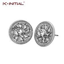 Kinitial Vintage Geometric Round Sun Wheel Amulet Stud Earrings for Women Girl Simple Animal Wolf Earring Viking Jewelry Gift 2024 - buy cheap