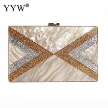 Sequin Acrylic Box Clutch Bag Bulk Women Evening Bag Wedding Party Prom Shoulder Handbag Metal Chain Rectangle Clutches 2024 - buy cheap