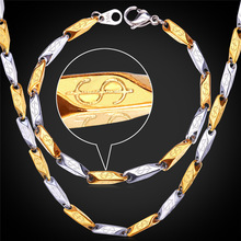 Men's Link Chain Necklace Bracelet  Set Stainless Steel/Gold Color Trendy 4MM Fashion Vintage Men Jewelry Set GNH1147 2024 - buy cheap