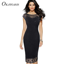 Plus Size 2017 Summer Elegant Crochet Embroidery Office Dresses Bodycon Vintage Style O Neck Special Occasion Women Party 2024 - buy cheap