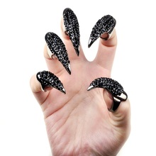 Exaggerate Armor Nails Rings For Women Eagle Claw Black Crystal Tone Ring Set Statement Jewelry Wholesale Mix Size 10Pcs/Lot 2024 - buy cheap
