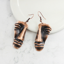 Exaggerated 3D Face Earrings Art Abstract Retro Bronze Indian Face Drop Earrings Bohemian Fashion Glamour Jewelry Holiday Gifts 2024 - buy cheap