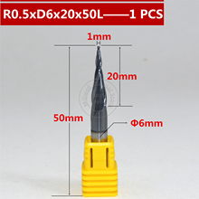Free shipping-1PCS R0.5*D6*20*50L*2F HRC55 Tungsten solid carbide Coated Tapered Ball Nose End Mill taper and cone end mills 2024 - buy cheap