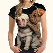 NoisyDesigns SharPei T Shirt for Women 3D Boston Terrier tshirt Ladies Summer Elastic slim Casual Tee Shirts Dogs Clothes Tops 2024 - buy cheap