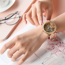 Relógio de pulso feminino com capa de pedra de chuva, relógio casual da moda com pulseira de liga colorida, relógio de pulso de quartzo para mulheres b30 2024 - compre barato