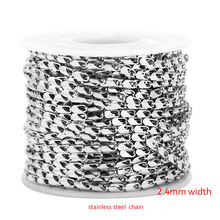 1M/2M/5M/10M Silver Jewelry Stainless Steel Mens Chains Necklace for Men 2.4mm Width DIY Jewelry Making Chain 2024 - buy cheap