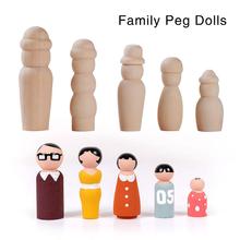 5 шт./лот, детская деревянная кукла с рисунком, сделай сам, деревянный цвет, маленькие деревянные люди, ручная работа, комбинация для членов семьи, детские игрушки 2024 - купить недорого