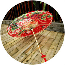 Диаметр 50 см, бесплатная доставка, Красный Элегантный зонт с рисунком пиона, водонепроницаемый и солнцезащитный зонтик для свадьбы, реквизит, смачиваемый бумажный зонт 2024 - купить недорого
