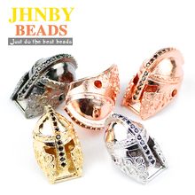 JHNBY 12mm 2pcs helmet Pendant Copper Spacer beads Pave CZ Spartan Charms Loose beads Jewelry bracelet making DIY Accessories 2024 - buy cheap