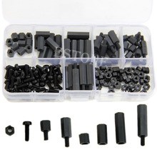 160Pcs M3 Nylon Black M-F Hex Spacers Screw Nut Assortment Kit Stand off Set Box 2024 - buy cheap