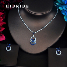 HIBRIDE Charm Classic Flower Blue Cubic Zirconia Full Jewelry Sets For Women Dress Accessories Wedding Bride Necklace Set N-353 2024 - buy cheap