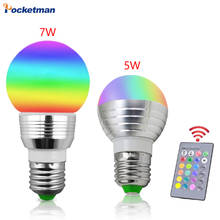 Full Color RGB LED 5W 7W E27 LED Bulb Dimmable AC 85-265V LED Spotlight For Disco DJ Party Holiday Dance Remote Lamp 2024 - buy cheap