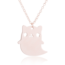 Lovely Rose Gold Color Ghost Cat Shaped Animal Pendant Necklace for Women Children Jewelry Accessories Gift Collares De Moda 2024 - compre barato