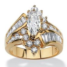 Anéis de pedra dourados europeus de beleza, joia irregular cavalo formato de olho, escada, zircônia, joias de luxo estilosas para mulheres 2 cores 2024 - compre barato