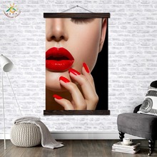 Impresiones artísticas modernas de lona para mujer, póster de pintura de pared, pintura de desplazamiento, ilustraciones artísticas de pared, decoración del hogar para dormitorio, labios rojos 2024 - compra barato