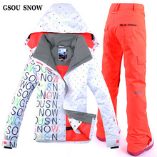 GSOU SNOWEnglish Letters Style Women's Ski Jacket Pant Snowboarding Suit for Female Outdoor Winter Thermal Clothing on Hot Sales 2024 - buy cheap