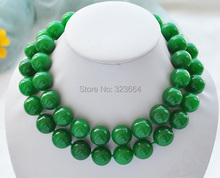 33" 14mm nature round green bead necklace 2024 - buy cheap