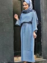 Vestido de abaya musulmán para adultos, vestido musulmán a rayas, a la moda, con cinturón, para oración, wq1014 2024 - compra barato