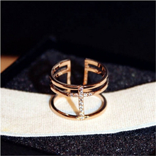 Rhinestone Cross Opening Rings Micro Pave 3 Layers Rose Gold Color 2020 New Trending Rings For Women Jewelry Bijoux Gift NWLR113 2024 - buy cheap