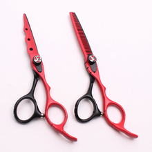 6" 17.5cm Engraving Logo Red Color Haircut Barber Scissors Thinning Scissors Cutting Shears Professional Hair Scissors Set C1019 2024 - buy cheap