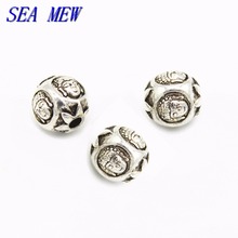 SEA MEW-Cuentas sueltas de Buda de Nepal, 10mm, aleación de Metal, Color plateado tibetano, 2mm, para fabricación de joyas 2024 - compra barato