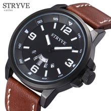 STRYVE New Men Watch Top Brand Luxury Fashion Male Leather Waterproof Sport Quartz Military Men's Wristwatches Man Clock Relogio 2024 - buy cheap