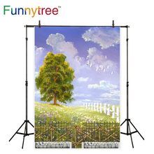 Фон для студийной фотосъемки Funnytree с изображением неба дерева весны детские фоны для фотосъемки фон для фотосъемки 2024 - купить недорого