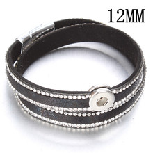 Pulsera de cuero con botón a presión para hombre y mujer, brazalete de cuero con imán de 12mm, estilo Punk, novedad de 2019 2024 - compra barato