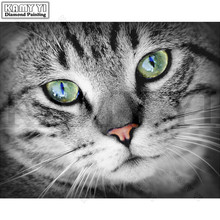 3d strass pintura de cristal decoração da sua casa diy pintura diamante ponto cruz "gato cinzento bonito" padrão diamante bordado artesanato 2024 - compre barato