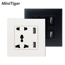 Minitiger Smart Home Plastic Panel Manufacturer Wall USB Socket Universal 5 Hole Socket Power Outlet With Double USB 2024 - buy cheap
