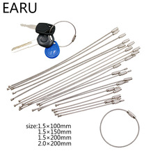 10Pcs 1.5/2mm EDC Keychain Tag Rope Stainless Steel Wire Cable Loop Screw Lock Gadget Ring Key Keyring Circle Camp Hanging Tool 2024 - buy cheap