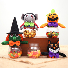 1pcs Halloween Creative Portable Trick or Treat Transparent Candy Cans Pumpkin Witch Cat Vampire Plush Pattern Party Gift 2024 - buy cheap