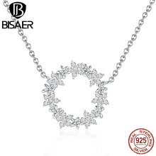 Женское Ожерелье с кулоном BISAER, из стерлингового серебра 925 пробы с прозрачным кубическим цирконием, EFN028 2024 - купить недорого