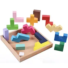 Wooden Tetris Game Jigsaw Puzzle Toys for Kids Wood Tangram Brain Teaser Puzzles Creative Educational Toys for Children 2024 - buy cheap