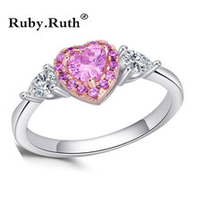 Женское кольцо в форме кристалла, модное розовое кольцо в форме сердца с цирконием для помолвки, гламурные украшения, Прямая поставка 2024 - купить недорого